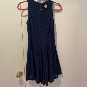 AQUA Navy Blue Lace Racerback Dress